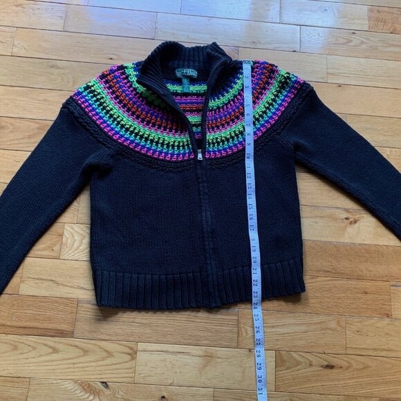 Ralph Lauren RL Active Black Rainbow Stripe Knit Sweater Zip Front Women’s XL - Picture 5 of 10